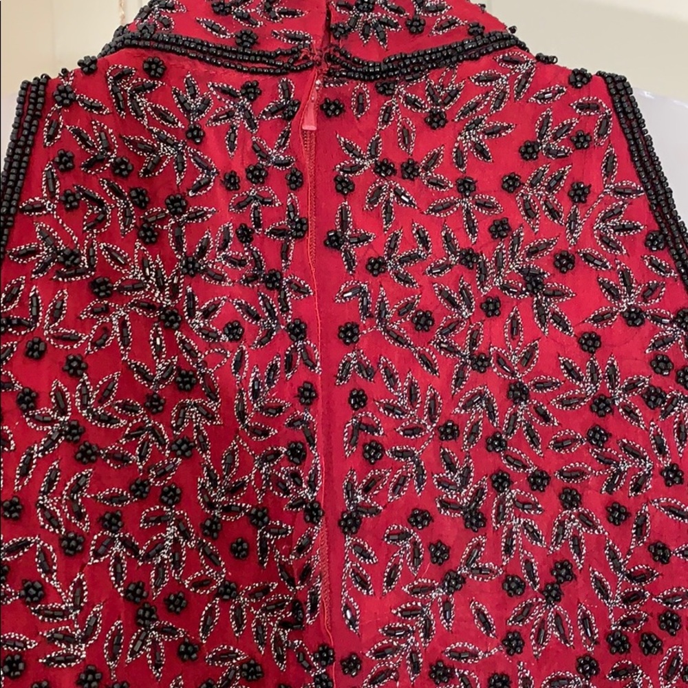 Papell Boutique Evening Silk Beaded Top - Picture 9 of 13